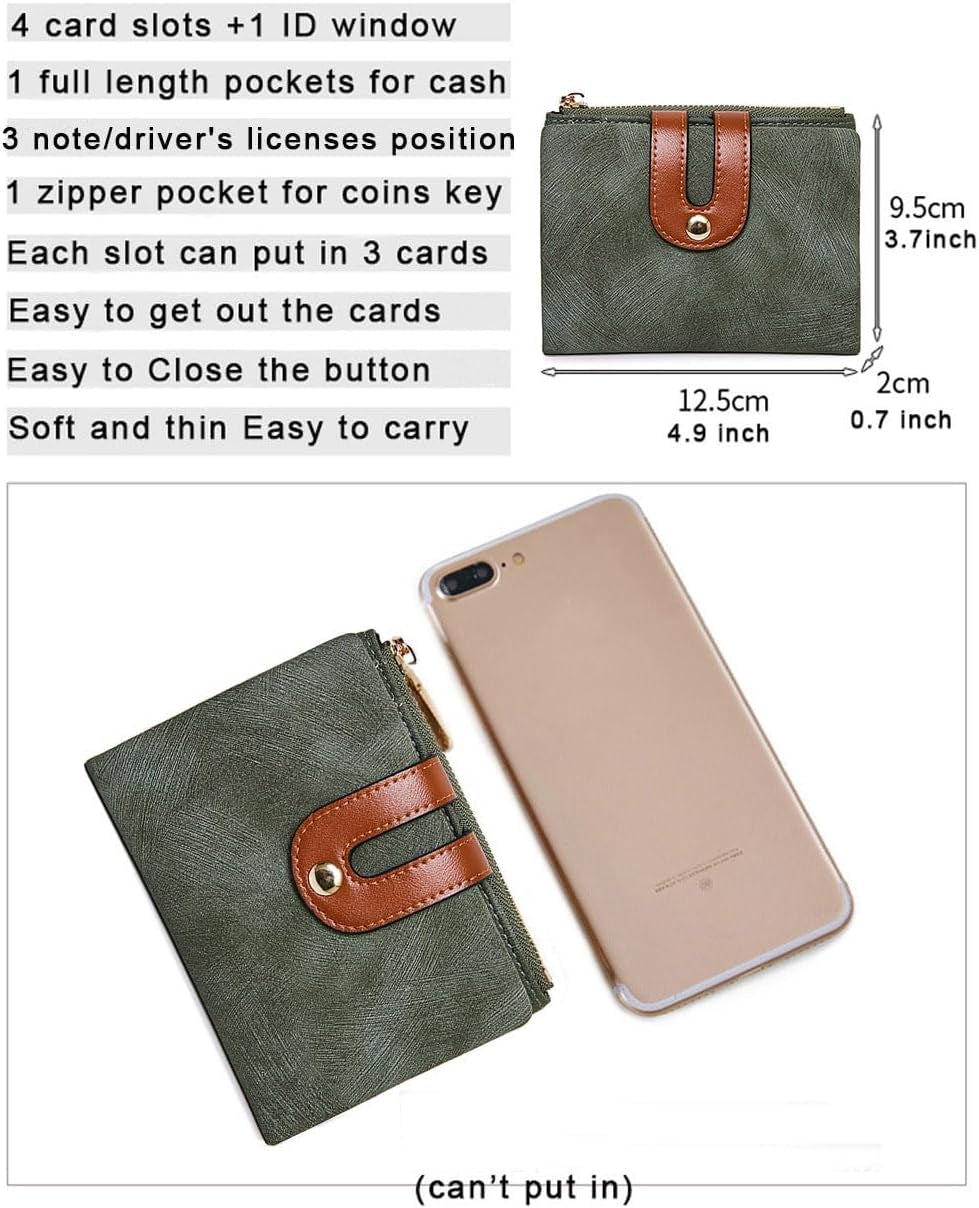 Women'S Rfid Small Bifold Leather Wallet