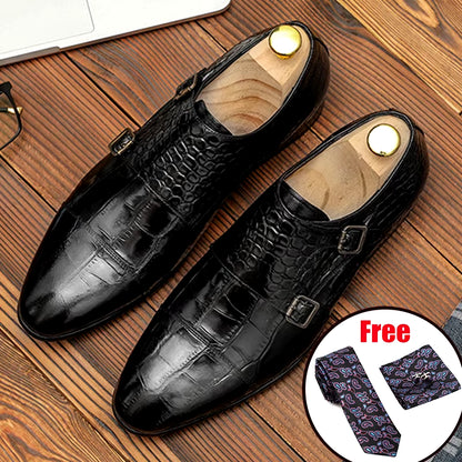 EliteCraft Men's Genuine Leather Dress Shoes - Classic Brogue Style for Business, Weddings, and Formal Wear