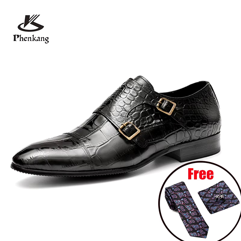 EliteCraft Men's Genuine Leather Dress Shoes - Classic Brogue Style for Business, Weddings, and Formal Wear