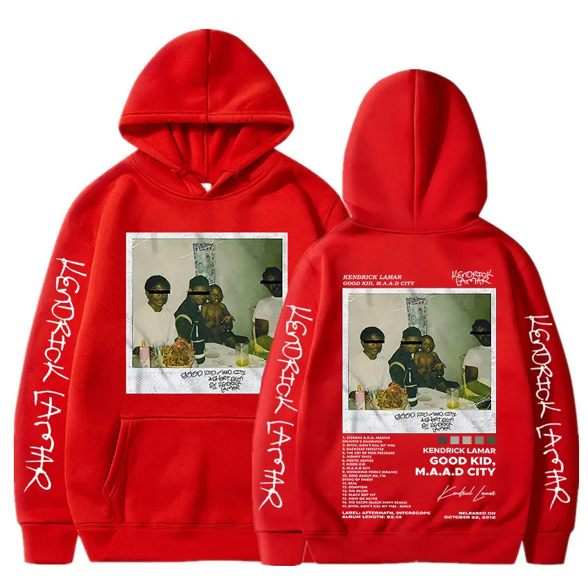 Kendrick Lamar Printed Hoodie - Unisex Oversized Hip Hop Sweatshirt for Men & Women