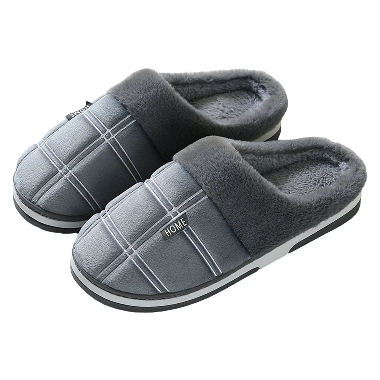 SuedeGlen Men's Winter Slippers - Plush Velvet Indoor Home Shoes with Non-Slip Waterproof Sole