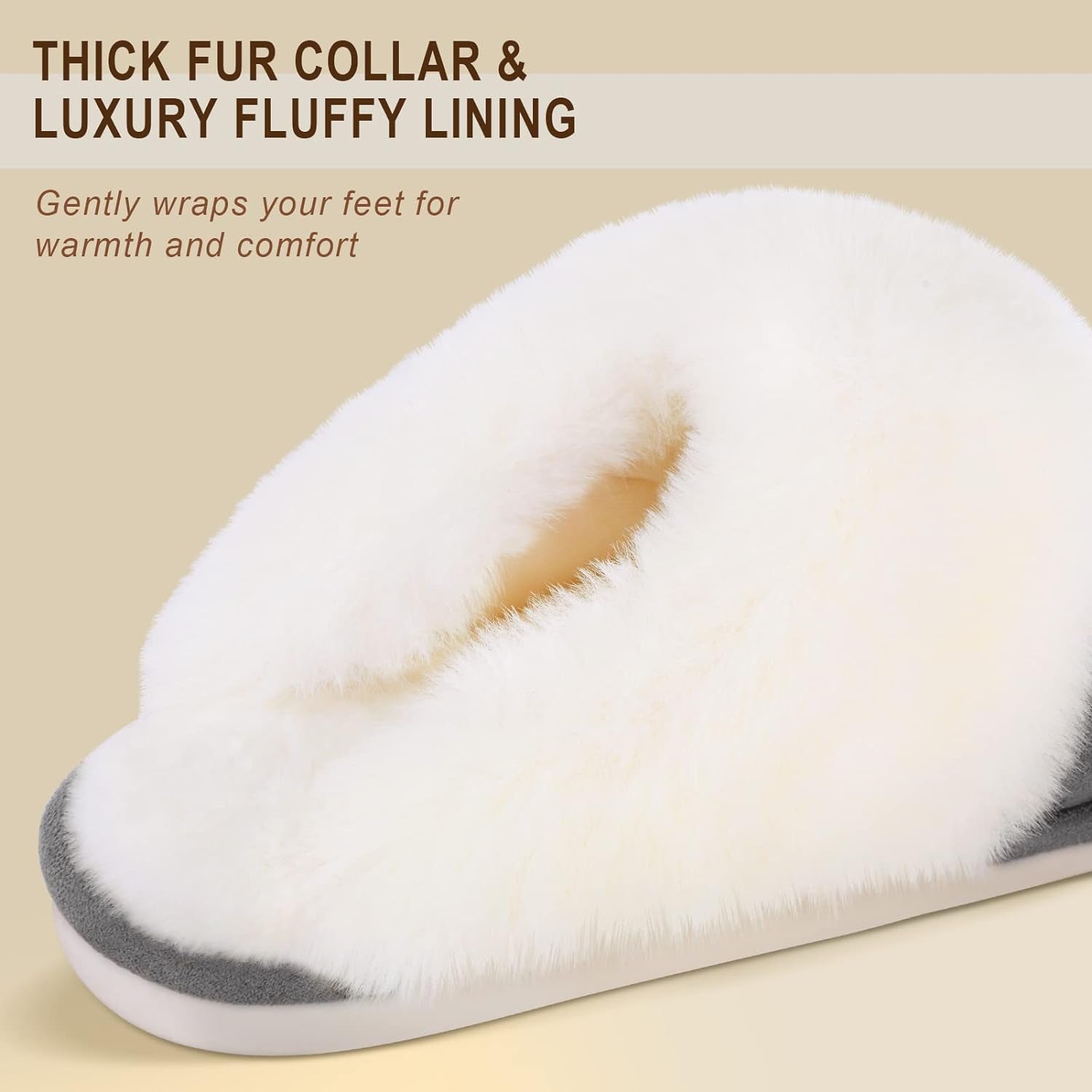 CozyCloud Women's Memory Foam Slippers - Fuzzy Faux Fur Slip-Ons for Indoor & Outdoor Winter Comfort