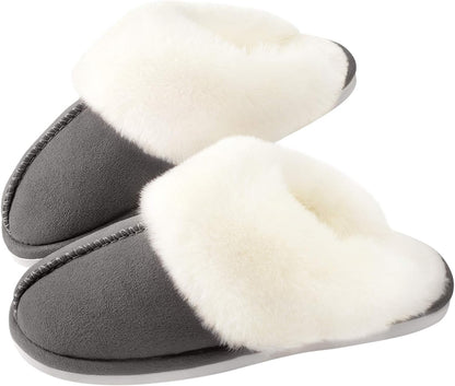 CozyCloud Women's Memory Foam Slippers - Fuzzy Faux Fur Slip-Ons for Indoor & Outdoor Winter Comfort