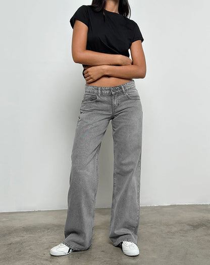 Low Rise Parallel Jeans in Grey Wash