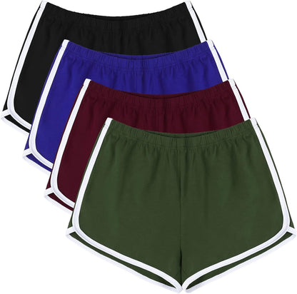 4-Pack Women's Yoga & Athletic Shorts – Comfy Cotton for Gym, Dance, & Lounge