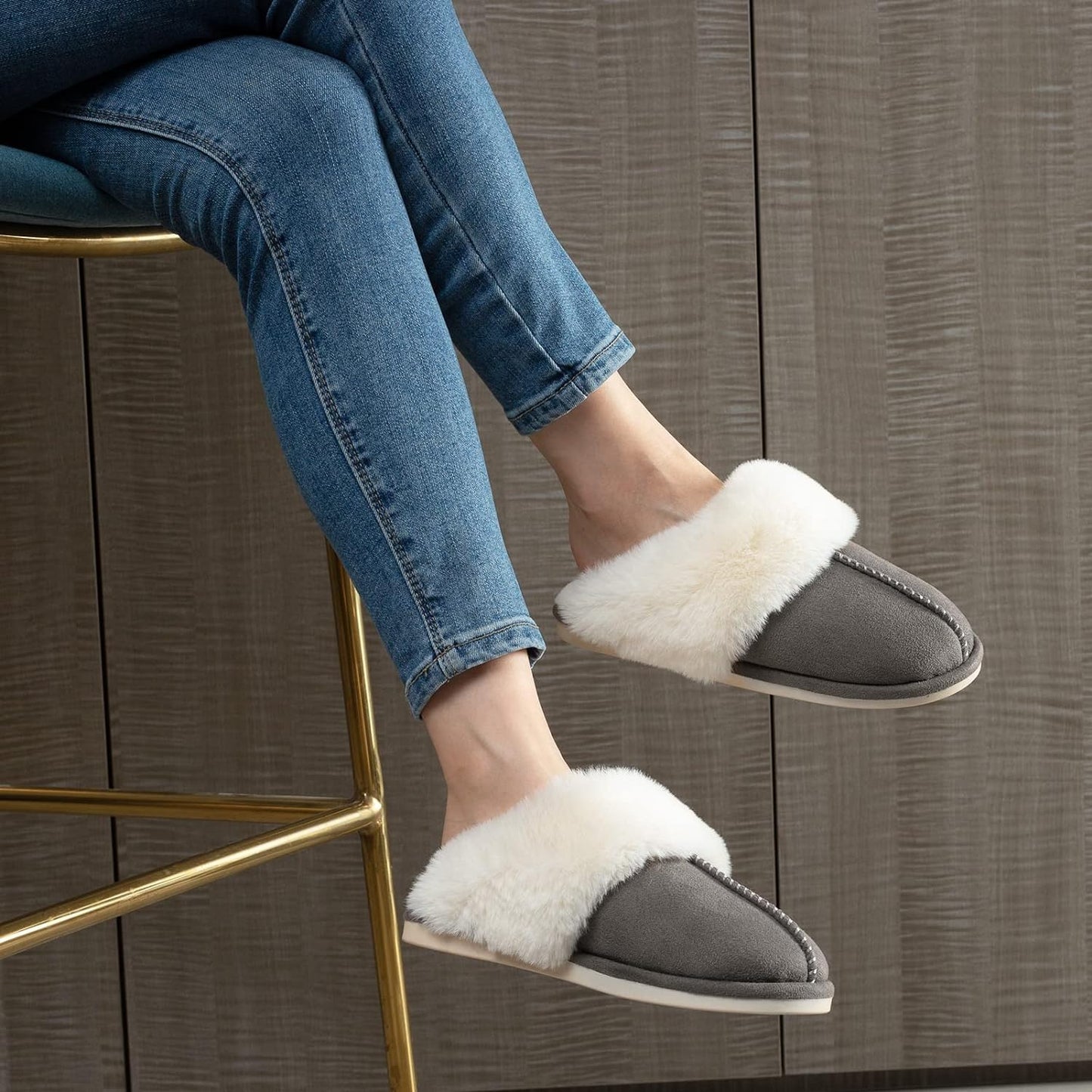 CozyCloud Women's Memory Foam Slippers - Fuzzy Faux Fur Slip-Ons for Indoor & Outdoor Winter Comfort