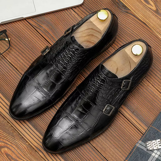 EliteCraft Men's Genuine Leather Dress Shoes - Classic Brogue Style for Business, Weddings, and Formal Wear